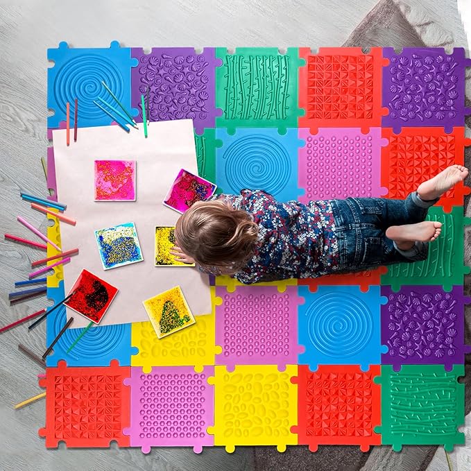 Foam Play Mat for Kids: 6 Pieces Square EVA Foam Interlocking Tile Floor Puzzle Mat, Infant and Toddler Play Mat, Soft Non-Toxic Sensory Floor Tiles for Baby Gym, Nursery, Playroom
