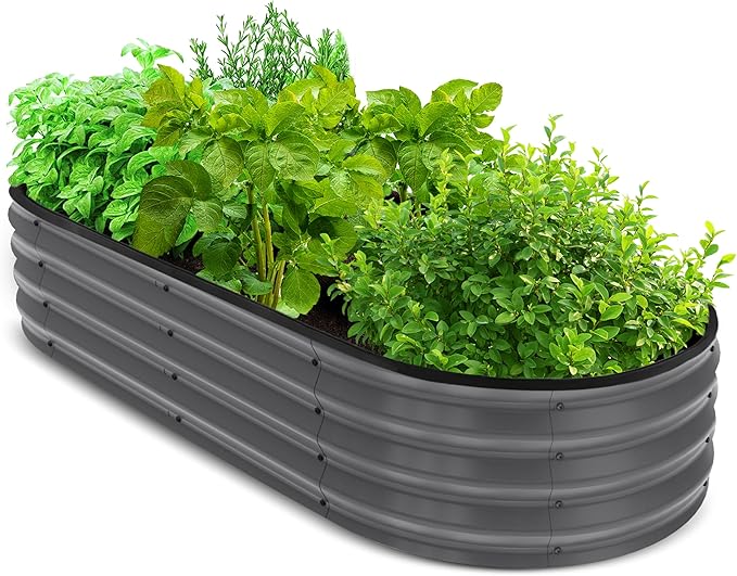 Utopia Home Galvanized Raised Garden Bed, 4 by 2 by 1 feet Lightweight Planter Boxes Outdoor with Easy Assembly, Large Garden Bed for Vegetables, Fruits, Flowers, Dark Grey