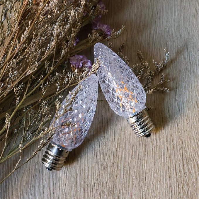 100Pack C9 Christmas LED Light Bulbs, Strawberry Replacement Bulb 2200K Warm White Shatterproof & Waterproof Outdoor String Light Bulbs, E17 Candelabra Base Edison Bulbs for Holiday Decoration