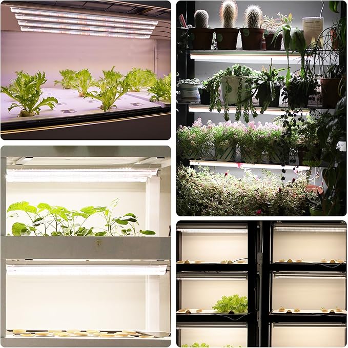 16 in Plant Grow Light Strips,120 LEDs Grow Lights for Indoor Plants Full Spectrum with 3/9/12H Timer & 10 Dimmable Levels,Sunlight Plant Growing lamp for Hydroponics Succulent 4 Heads