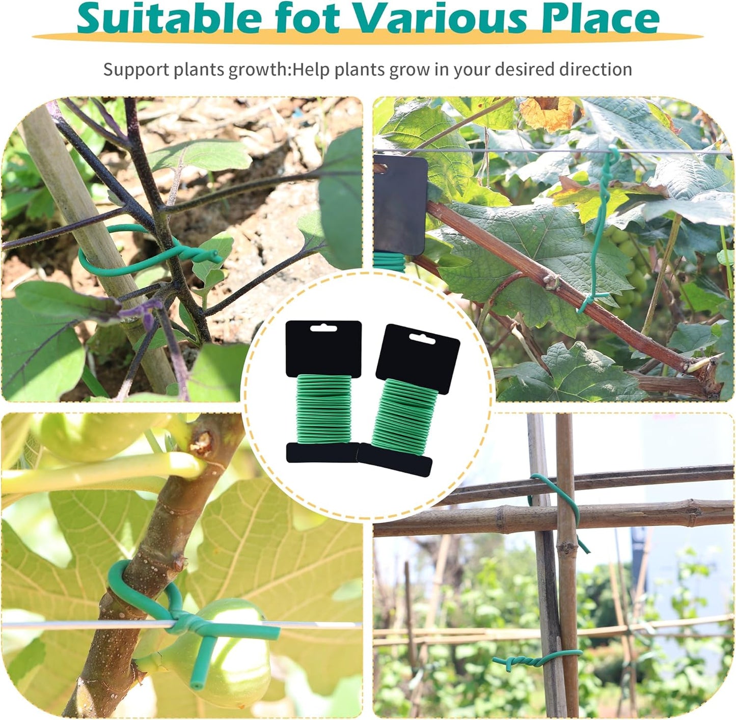 (2 Reel) Soft Plant Ties, Garden Ties TPR Flexible Durable Heavy Duty Twist Wire for Twine Tomatos Branches Vines and Tying Up Cable Wires (Green)(φ3.5mm,26feet)