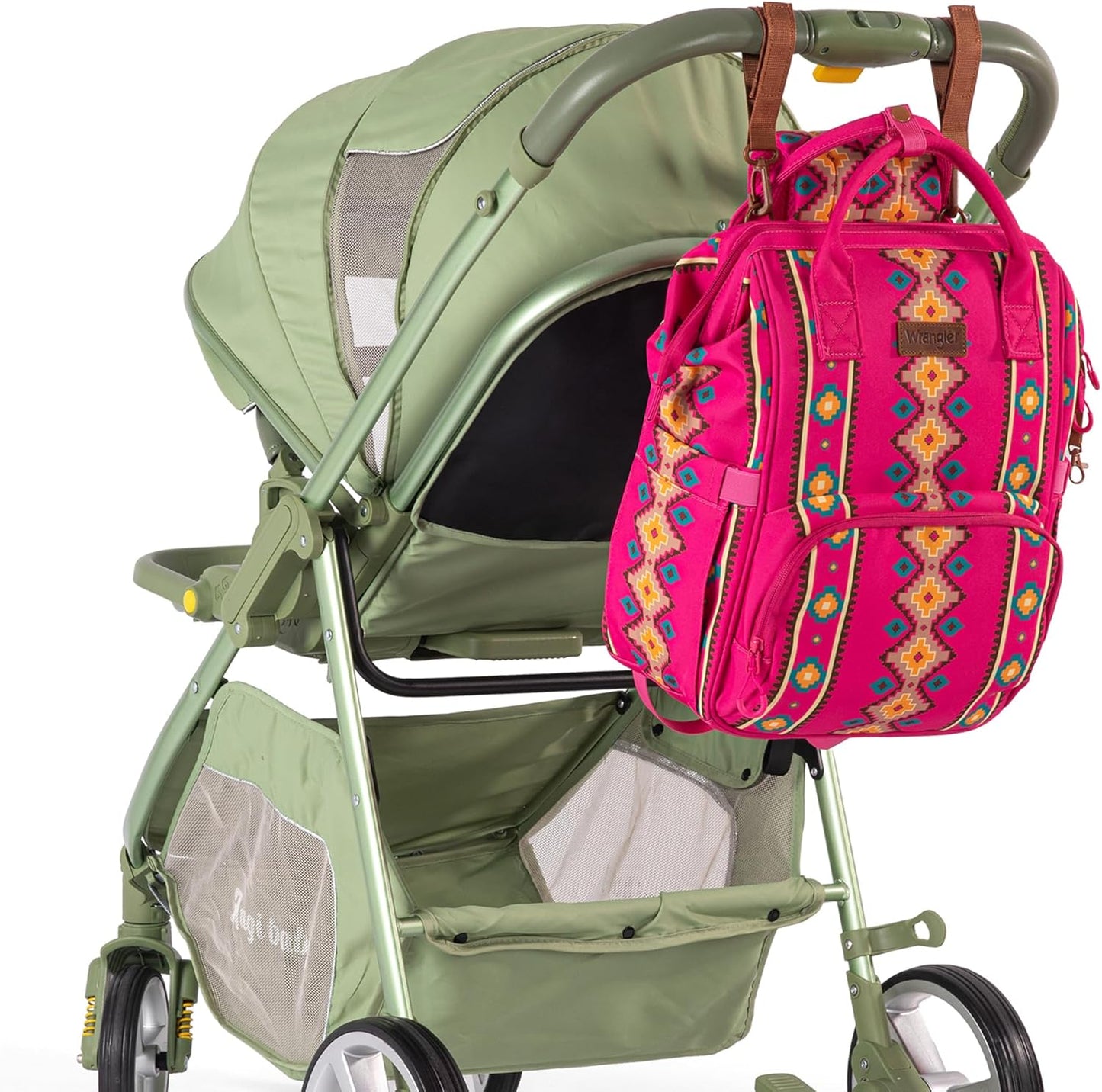 Wrangler Aztec Backpack Organized Daypack Travel Baby Bag with Stroller Strap and Side Bottle Pockets