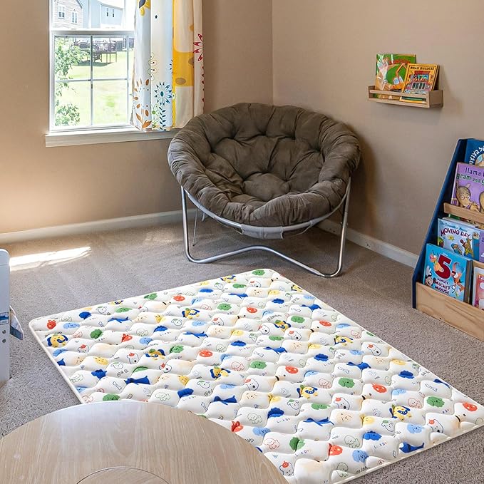Odorless Premium Foam Baby Play Mat, Soft Microfiber Fabric Crawling Mat for Floor- Comfortable and Hypoallergenic, Non-Slip Cushioned Floor Playpen mat for Infants,Babies,Toddlers