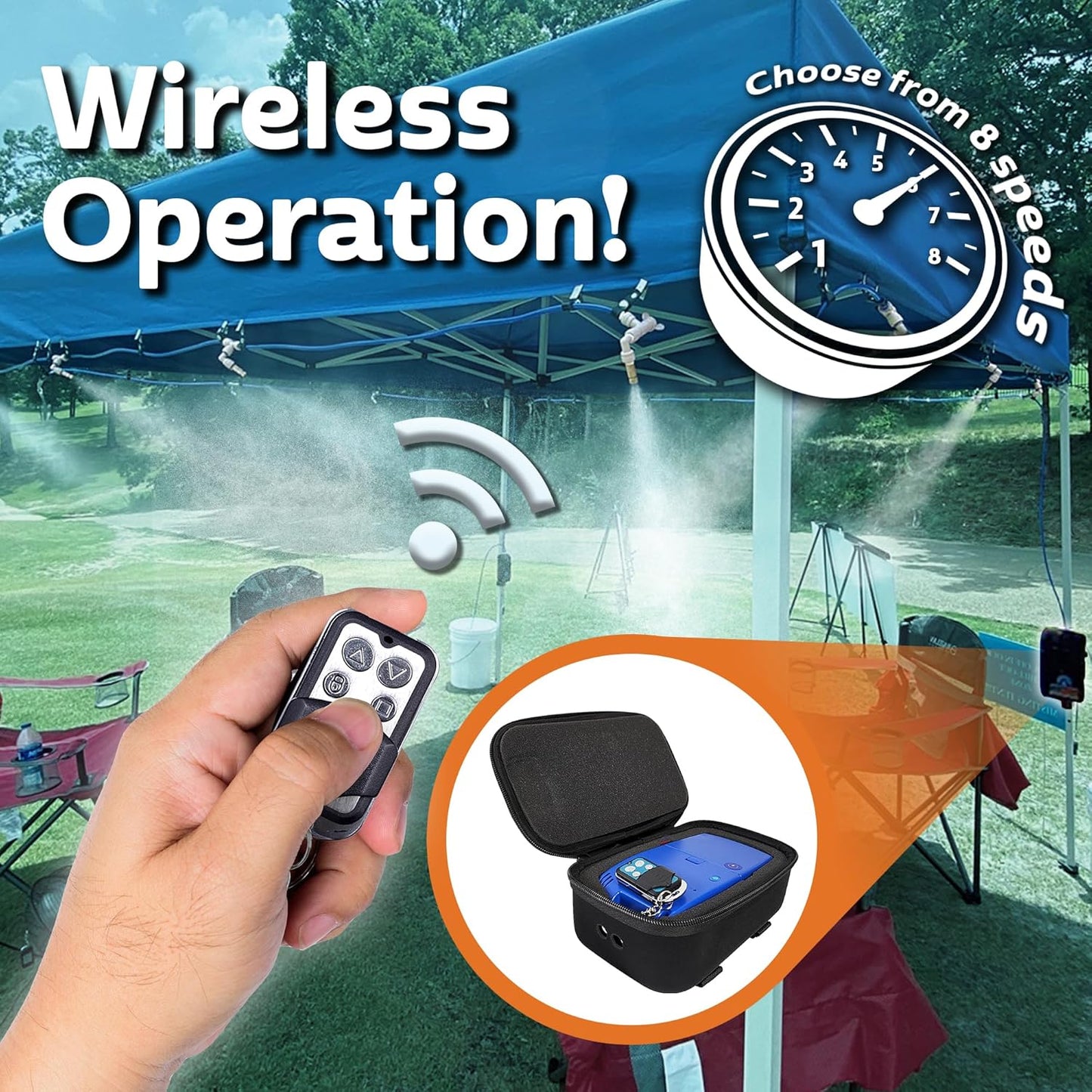 Professional Grade Portable Misting System Pro Kit - 6 Mist Nozzles & Pro Pump | Easy to Setup | 24 ft. Mist Line for Outdoor Canopy, Balconies, Greenhouses, Picnic's - Cools The air up to 30ยฐF