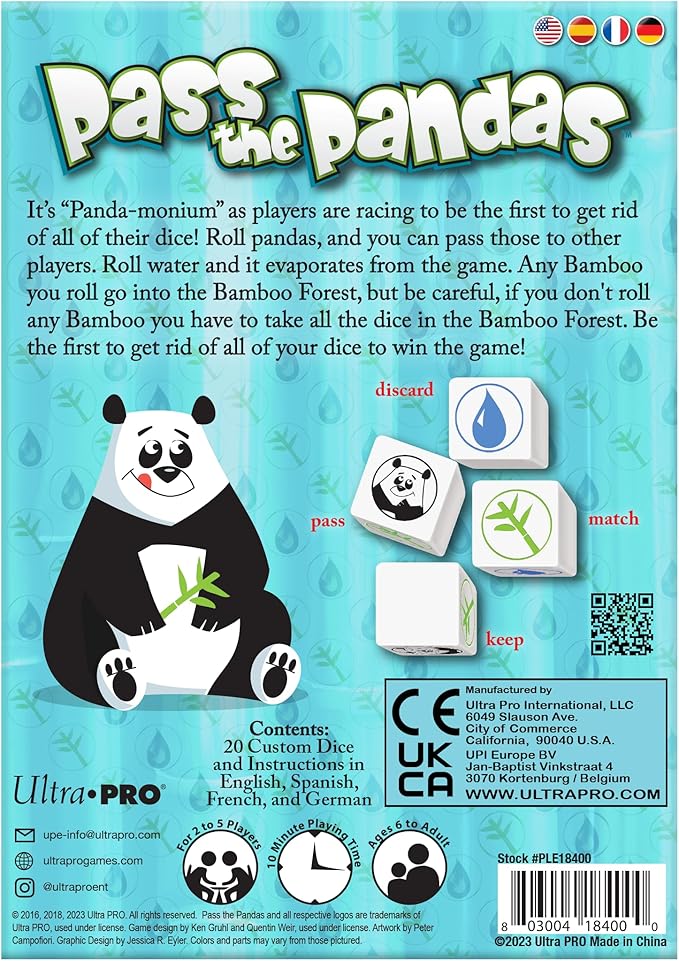 Pass The Pandas - Family-friendly activity, dice rolling game, fun party option, kids' dice game, board game for kids, strategy play, fast-paced fun