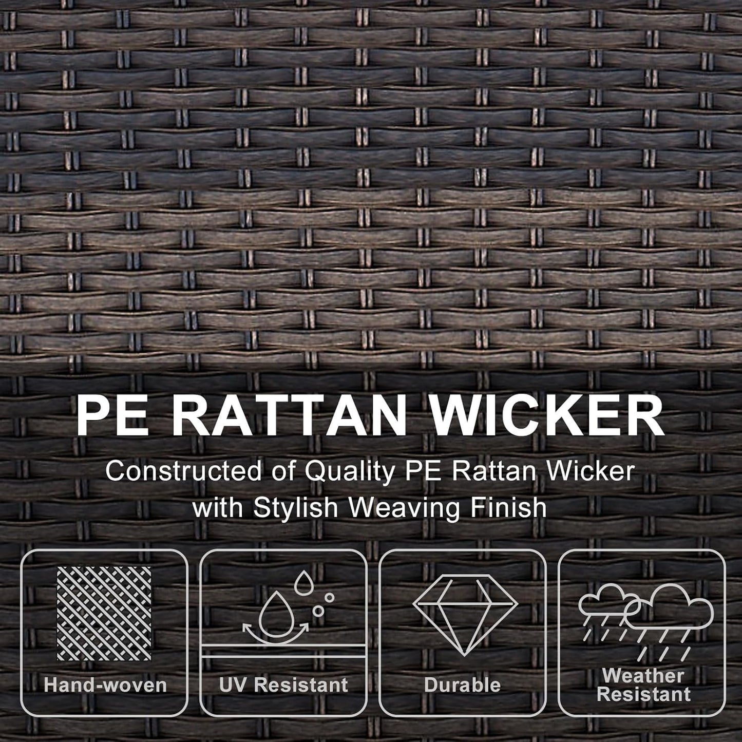 HUMMUH Outdoor Wicker Chairs Patio Dining Chairs Set of 2 with High Back and Deep Seat for Garden,Porch,Backyard,Balcony (Brown/Grey)