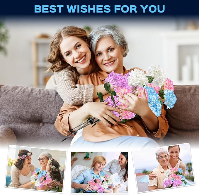 4 Pack Solar Garden Lights Outdoor, Colorful LED Waterproof Solar Powered Hydrangea Flowers Landscape Lights for Outside Yard, Patio, Pathway Decorative, Décor, Two Lighting Modes