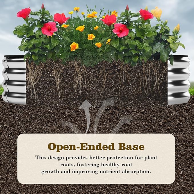 Galvanized Metal Planter Raised Garden Bed Kit for Gardening Outdoor,4x2x1ft Planter Grow Garden Box Raised Flower Bed