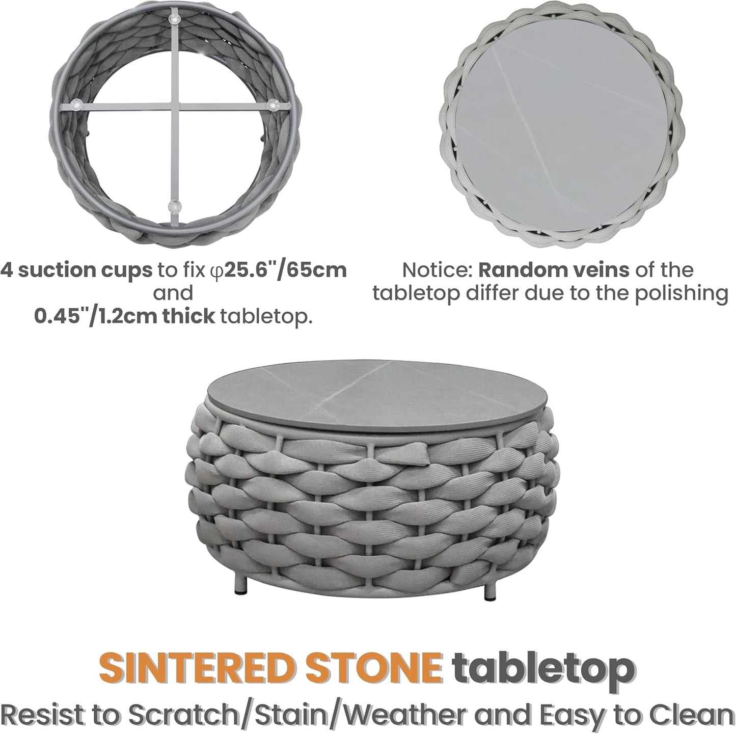 Fully Assembled Patio Furniture Set: 5-Piece Woven Rope Outdoor Conversation Set Cushioned - Modern Metal Deck Loveseat Chair Table Set - Porch Seating for Courtyard Garden Poolside Hotel Resort