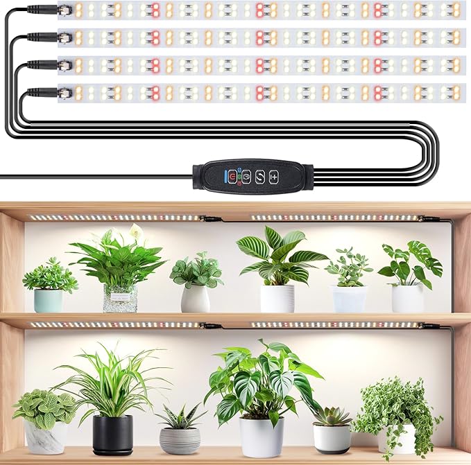 LBW Grow Light for Indoor Plants Full Spectrum, Plant Lights for Indoor Growing with 10 Brightness Levels & Timer 4/8/12 Hours, 240 LED Grow Lights Strip for Plant Growing, 1 Pack