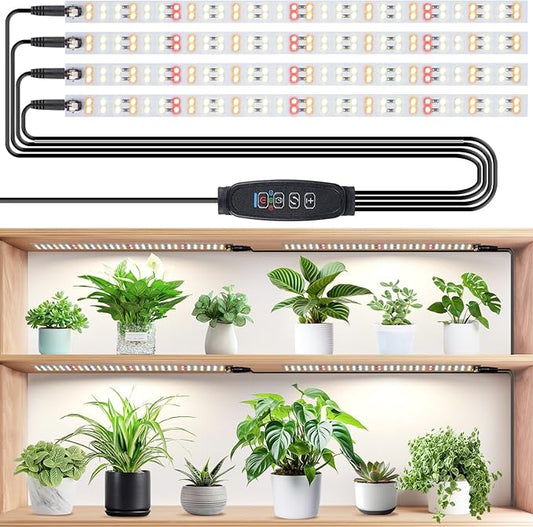 LBW Grow Light for Indoor Plants Full Spectrum, Plant Lights for Indoor Growing with 10 Brightness Levels & Timer 4/8/12 Hours, 240 LED Grow Lights Strip for Plant Growing, 1 Pack