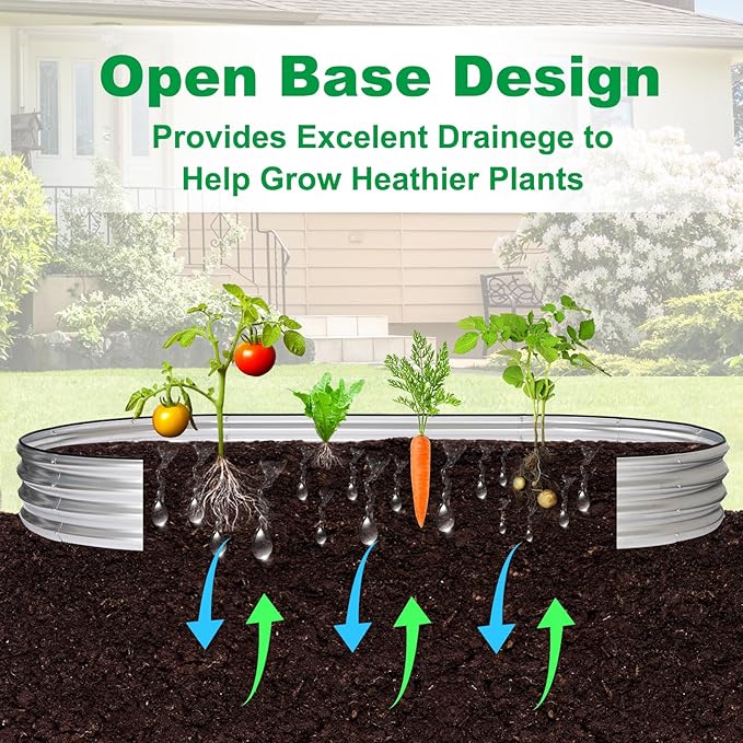 JERIA 2 Pcs 8×4×1ft Oval Raised Garden Bed,Galvanized Raised Garden Bed Kit Outdoor Metal Gardening Planter Box for Vegetable, Fruits, Flower,Herbs