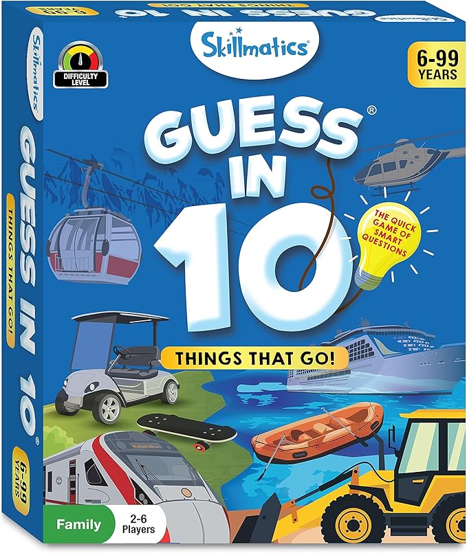 Skillmatics Guess in 10 Things That Go, Perfect for Boys, Girls, Kids Who Love Card Games, Educational Toys & Board Games, Gifts for Ages 6, 7, 8, 9