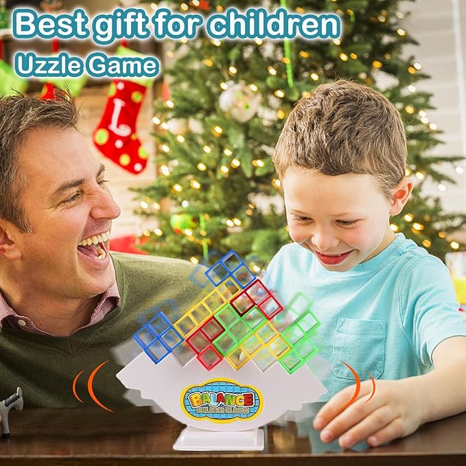 64Pcs Tetra Tower Game, Stack Board Game for Kids and Adults, Fun Uzzle Family Games Team Toys Building Block