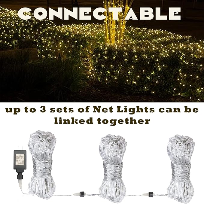 Eueasy LED Net Lights, 360 LED 12x12FT with Timer & 8 Lighting Modes, Outdoor Net Lights for Gazebo, Bush, Wedding, Holiday
