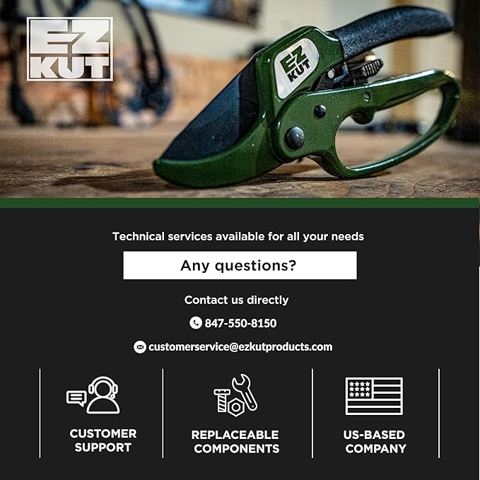 EZ Kut Heavy Duty Pruning Shears Green - with Ratcheting Action Great Garden Hand Tool Clippers Gardening pruners arthritis tools Ratcheting Anvil Hand Pruner Pruning Shears Heavy Duty Since 1988