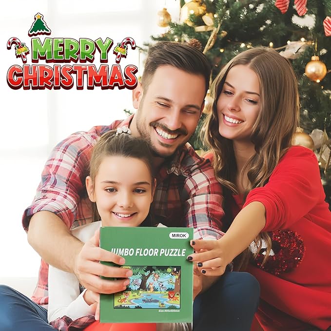 Jumbo Floor Puzzle for Kids, Large Jigsaw Puzzles 48 Piece for Kids Ages 3-5,Preschool Learning & Education Toys, Gifts for 4-8 Year Old Boys and Girls(Jungle Animals)