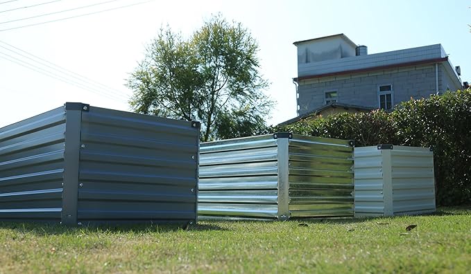 MGNO 2pcs 8x2x1FT Galvanized Raised Garden Bed-Outdoor Planter Box for Vegetables-Metal Garden Bed,Rectangle Planting Box for Herb,Flower