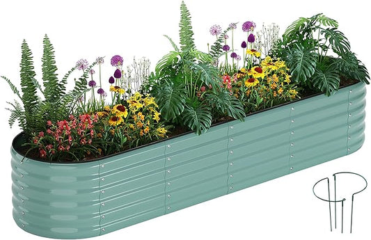 Galvanized Metal Planter Raised Garden Bed Kit for Gardening Outdoor,8x2x1ft Planter Grow Garden Box Raised Flower Bed,Long Vegetable Clearance Herb Raised Garden Beds for Gardening