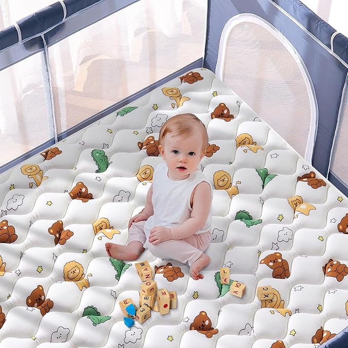 Premium Foam Baby Play Mat 50" X 50", Thicken One-Piece Crawling Mat, Non-Slip Cushioned Activity PlayMats for Infants, Babies, Toddlers, Play & Tummy Time