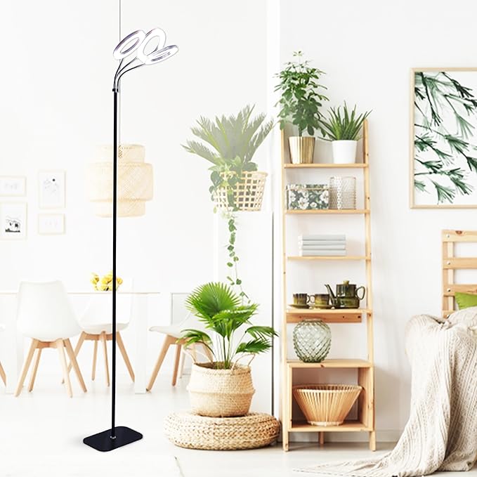 Hanging Grow light for Indoor Plants with Warm Colors, Full Spectrum Plant Standing Lamp for Seeding Small and Large Plants with 3 Heads, Auto On/Off Timer and Adjustable Tripod Stand– 30 Watts