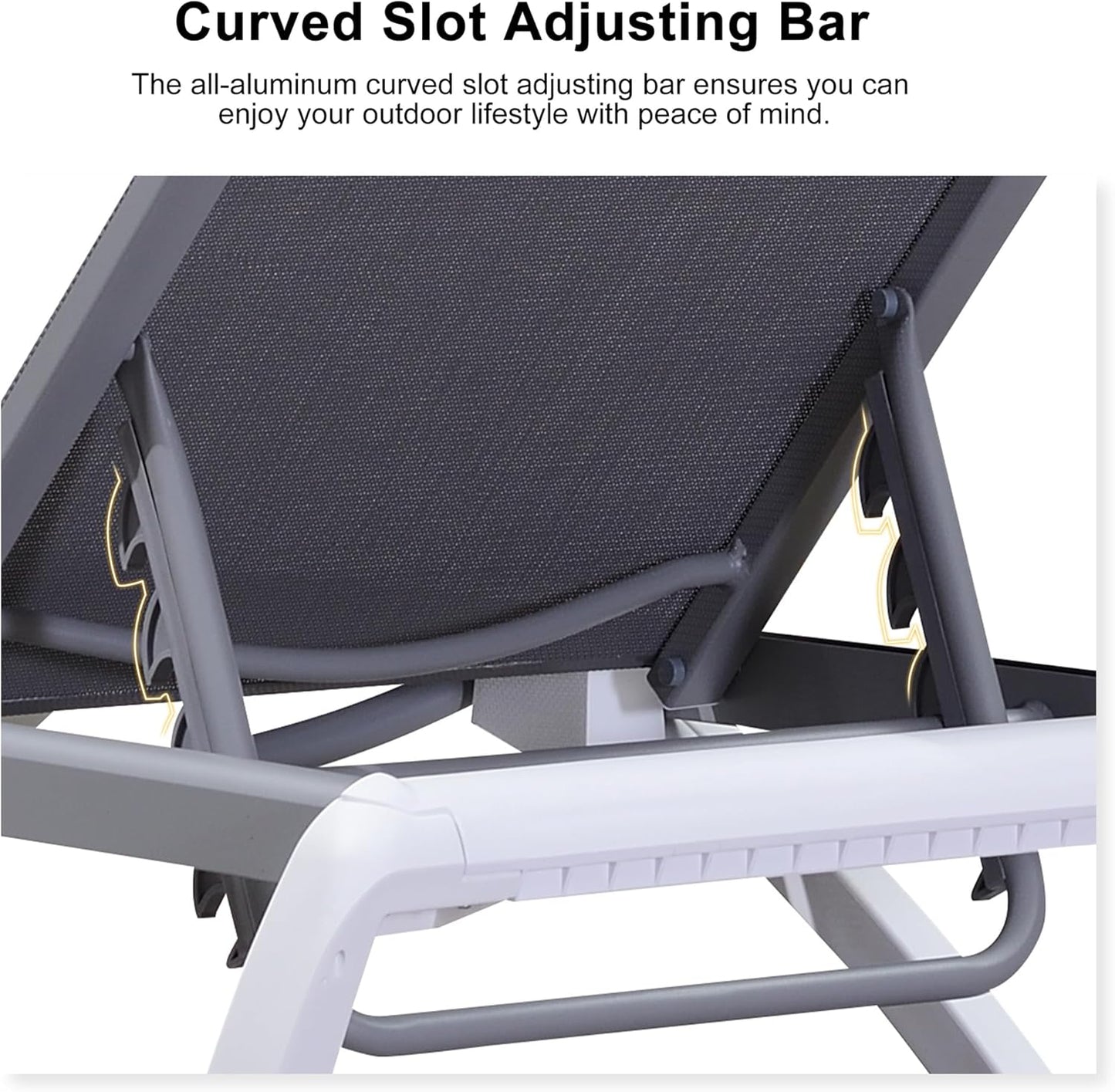 PURPLE LEAF Patio Chaise Lounge Chair Outside Aluminum Plastic Stackable Tanning Chairs for Pool Sunbathing Beach Deck Outdoor Lounger, Grey