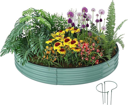 Galvanized Metal Planter Round Raised Garden Bed Kit for Gardening Outdoor,3x3x1ft Grow Garden Box Raised Flower Bed,Round Galvanized Planter Outdoor Large Metal Fire Pit Ring