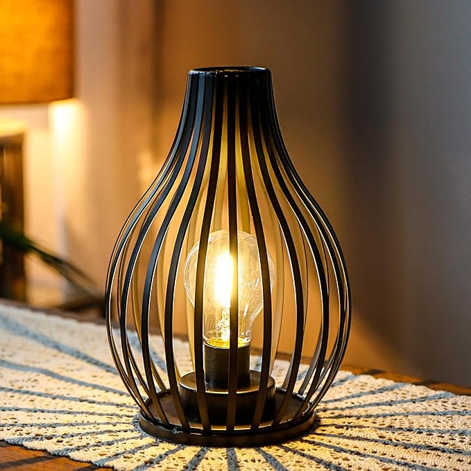 JHY DESIGN Decorations Table Lamp Battery Powered 9.5''High Vase Shaped Cordless Lamp with 6-Hours Timer Feature LED Light Decorative Room Battery Lamp for Indoor Table Garden Party