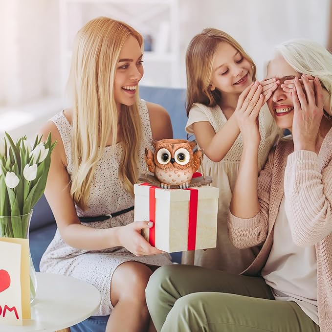 Swing Owl Hanging Planters for Indoor Plants, Cute Small Succulent Pots with Drainage Hole, Unique Resin Plant Hangers Outdoor, Hanging Plant Holder for String Of Pearls, Gift Ideas for Mother