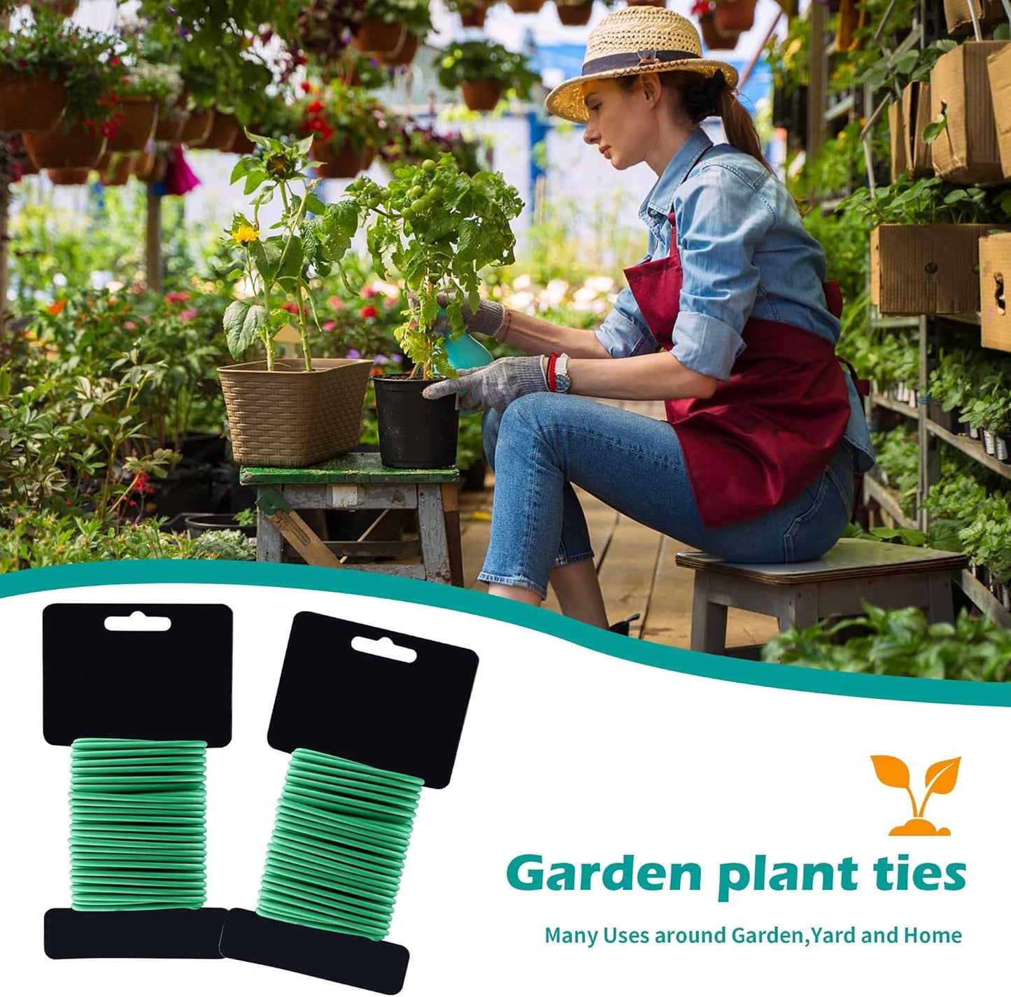 (2 Reel) Soft Plant Ties, Garden Ties TPR Flexible Durable Heavy Duty Twist Wire for Twine Tomatos Branches Vines and Tying Up Cable Wires (Green)(φ3.5mm,26feet)
