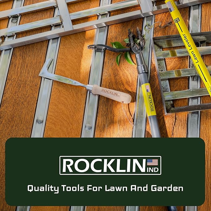 Rocklin™ Crack Weeder – 13" Stainless Steel Manual Crevice Weeding Tool with Beech Wood Handle – L-Shaped Blade for Sidewalk, Patio, and Garden Weed Removal