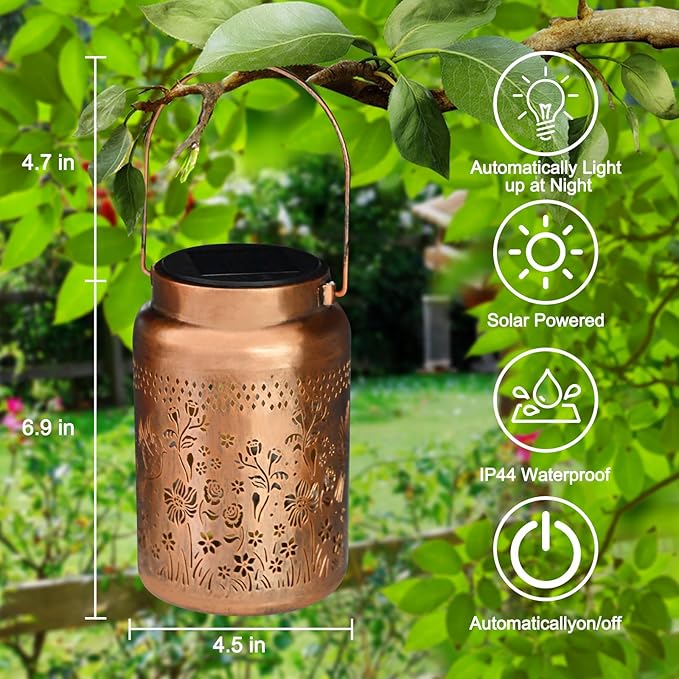 Cardinal Solar Lanterns Outdoor Waterproof Garden Decor Birthday Gifts for Women Mom Grandma Metal Hanging Hummingbird Solar Lights for Outside LED Lanterns for Yard Patio Lawn Pathway Landscape