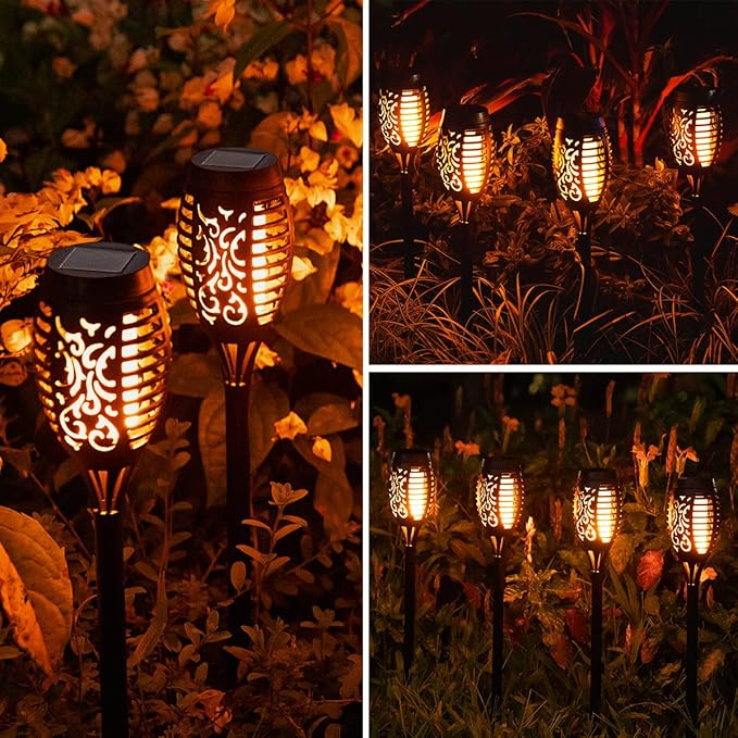 10Pack Solar Lights Outdoor, Solar Torch Lights Outdoor Flickering Flame for Outdoor Decorations, Waterproof Garden Light Solar Powered , Tiki Torches for Outside Yard Patio Lawn Garden Decor
