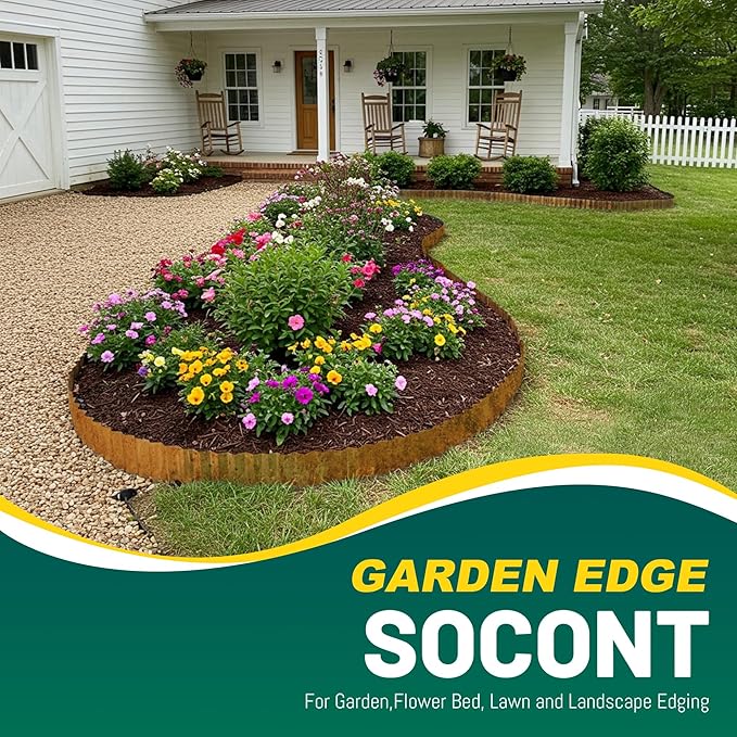 Corrugated Metal Garden Edging, 6"×20Ft Durable Landscape Border for Garden, Lawn, Flower Beds and Paver Edging (Rusty)