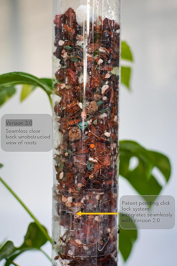 Plastic Moss Poles for Climbing Plants V3 Medium 5Pcs Front Opening Stackable Moss Pole Monstera Plant Support-Plant Climbing Pole, DIY Moss Pole for Plants Indoor, Plant Sticks Support by THICCLY