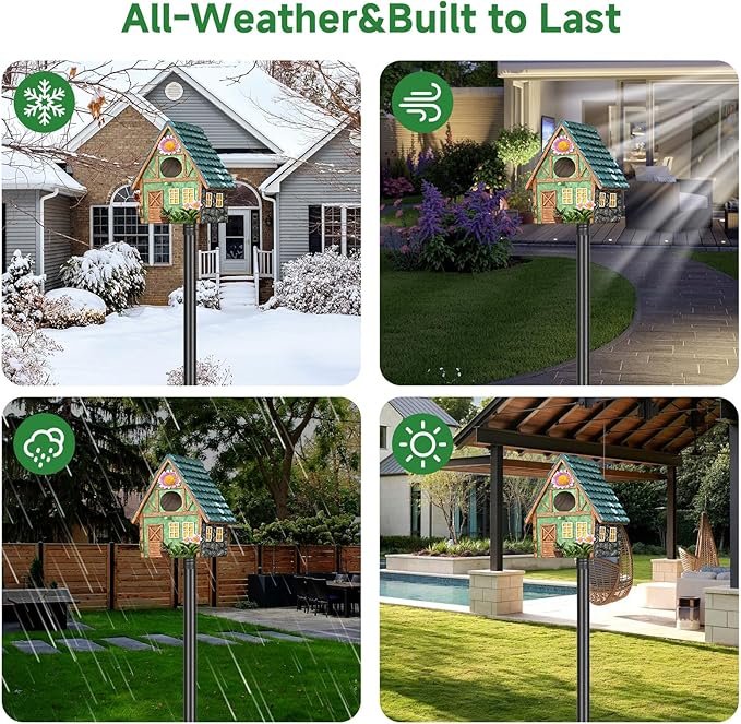 Smart Bird Feeder Pole-Heavy Duty Adjustable 3-6.6ft Universal Birdhouse Stand Mount for Backyard&Outdoor Bird Houses/Cameras (80'Pole)