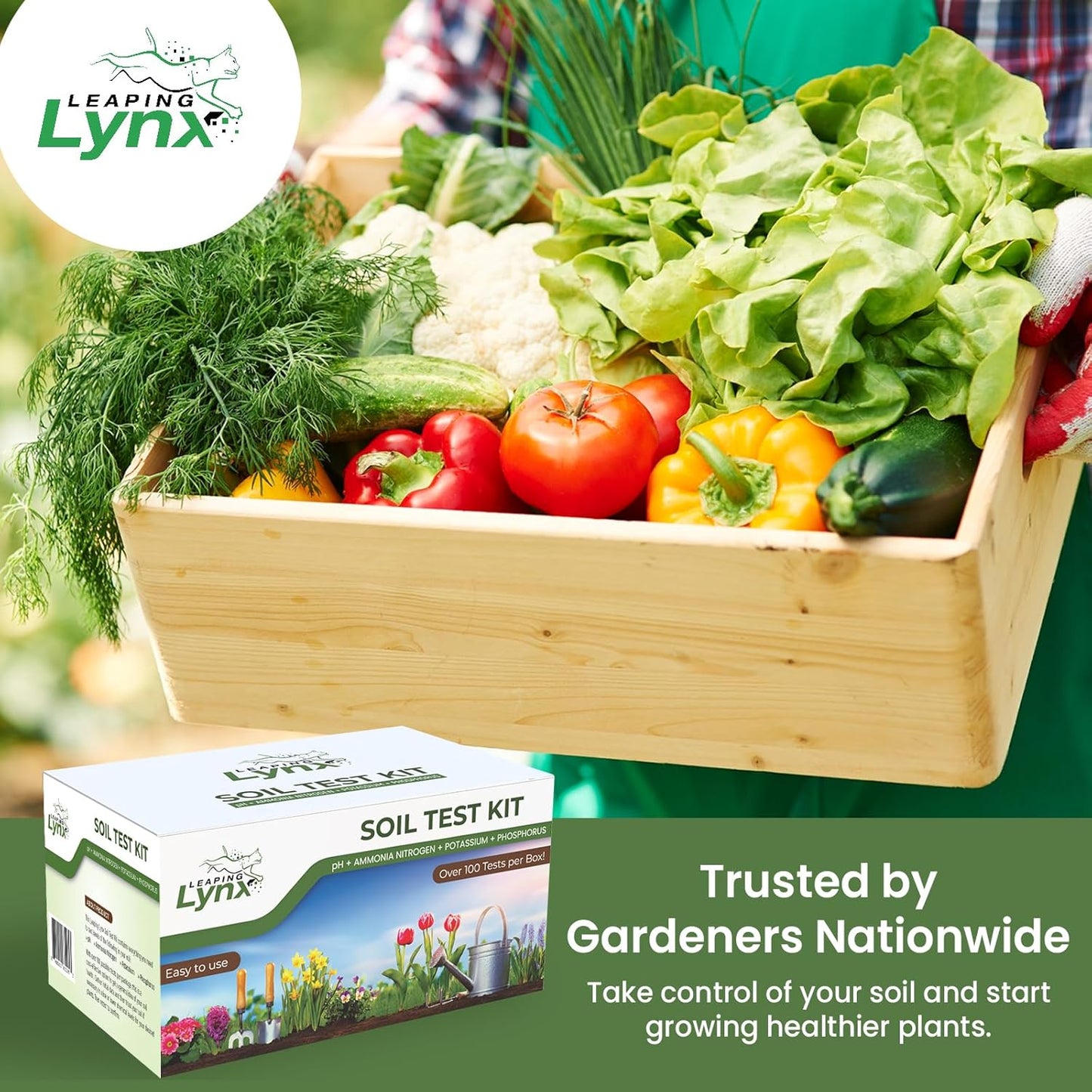 Complete Garden Soil Test Kit β Easy to Use Sensitive Soil Tester for Garden Nutrients, Soil pH Tester, Nitrogen, Phosphorous, & Potassium β Soil Testing Kit for Gardening β Lab at Your Fingertips