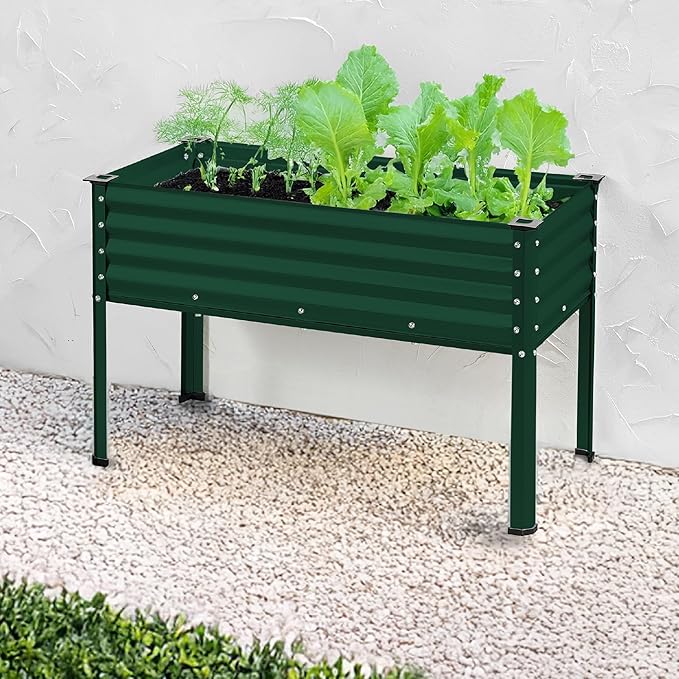 Best Choice Products 48x24x30in Galvanized Raised Garden Bed, Metal Elevated Planter Box, Vegetable Garden for Backyard, Patio, Balcony - Dark Green