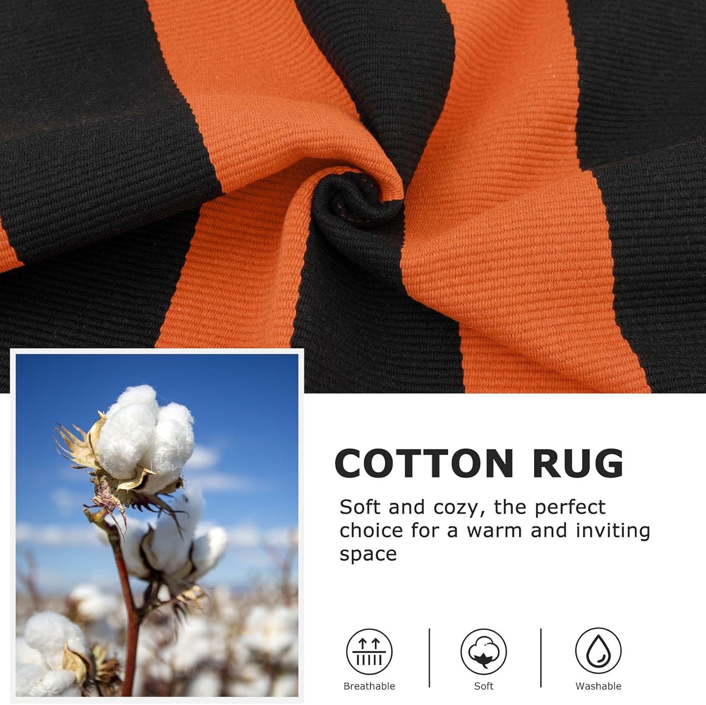 IOHOUZE Fall Door mat 27.5" x 43" Orange Black Striped Area Rug Washable Front Porch Rug Striped Door Mat Outside Entrance Entryway Doormat for Fall, Halloween, Thanksgiving Porch Decor