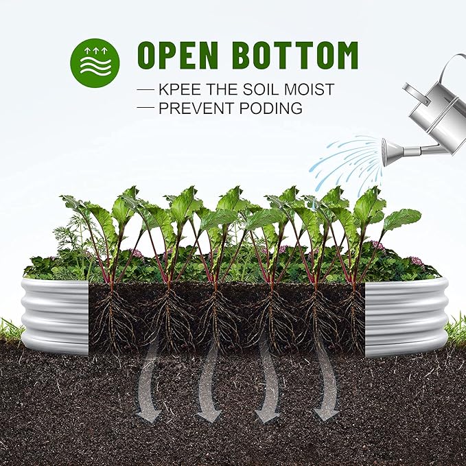 Land Guard 8×4×1 ft Galvanized Raised Garden Bed Kit,Raised Garden Boxes Outdoor, Oval Metal Raised Garden Beds for Vegetables……