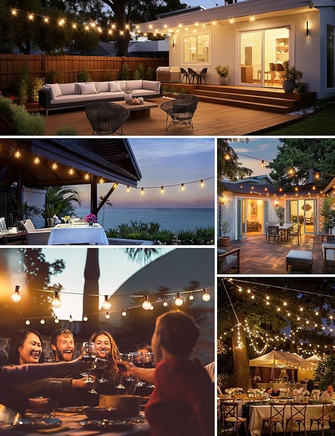 RTTY Outdoor String Lights 150 FT Globe LED Patio Lights with G40 Plastic Bulbs,Waterproof Shatterproof Dimmable Connectable Hanging for Backyard Porch Balcony Party Cafe Deck Decor