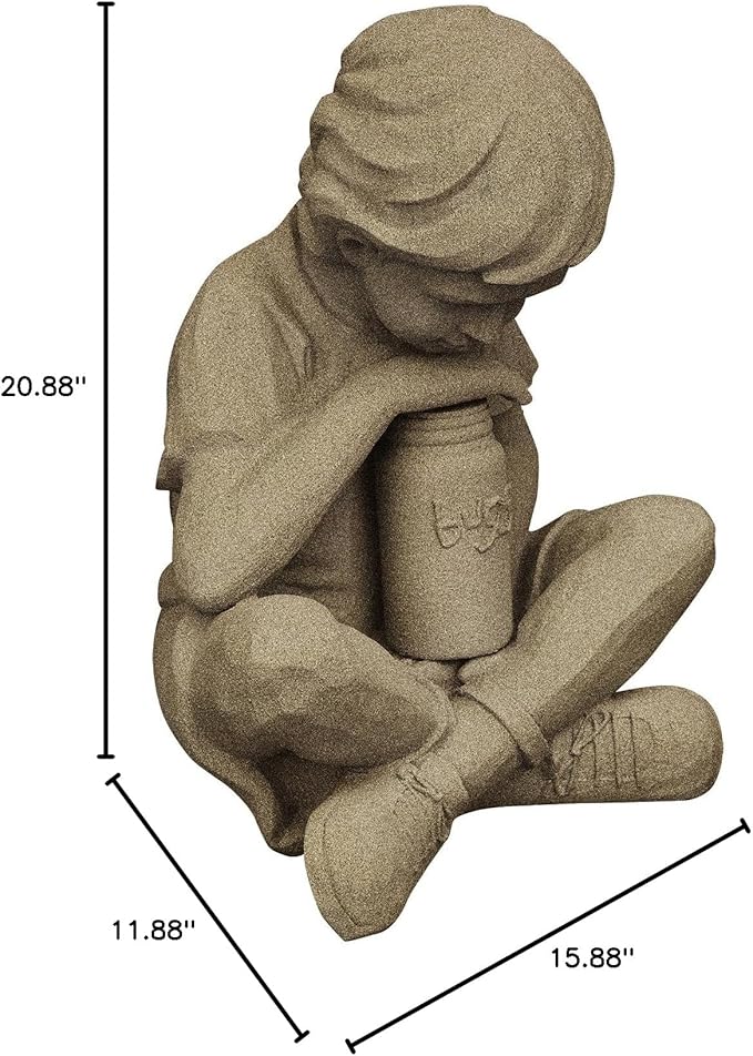 EMSCO Group Nature Boy Statue – Natural Sandstone Appearance – Made of Resin – Lightweight – 16” Height