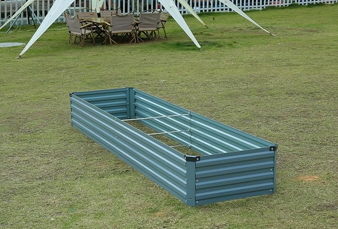 2 Pack 8x2x1FT Galvanized Raised Garden Beds Kit Outdoor Metal Gardening Planter Box for Vegetable Elevated Flower Herbs,Gray