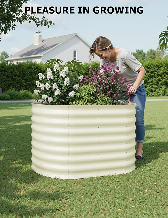 4x2x2 ft Raised Garden Bed,Galvanized Raised Planter Boxes Outdoor with Easy Assembly, Large Garden Bed for Vegetables, Fruits, Flower,Raised Garden Bed,Beige