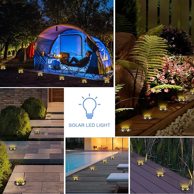 K.E.J. Solar Lights Outdoor Solar Lights for Outside 12 Pack Solar Lights Outdoor Waterproof Solar Garden Lights Landscape Lighting for Patio Pathway Lawn Yard Deck Driveway Walkway