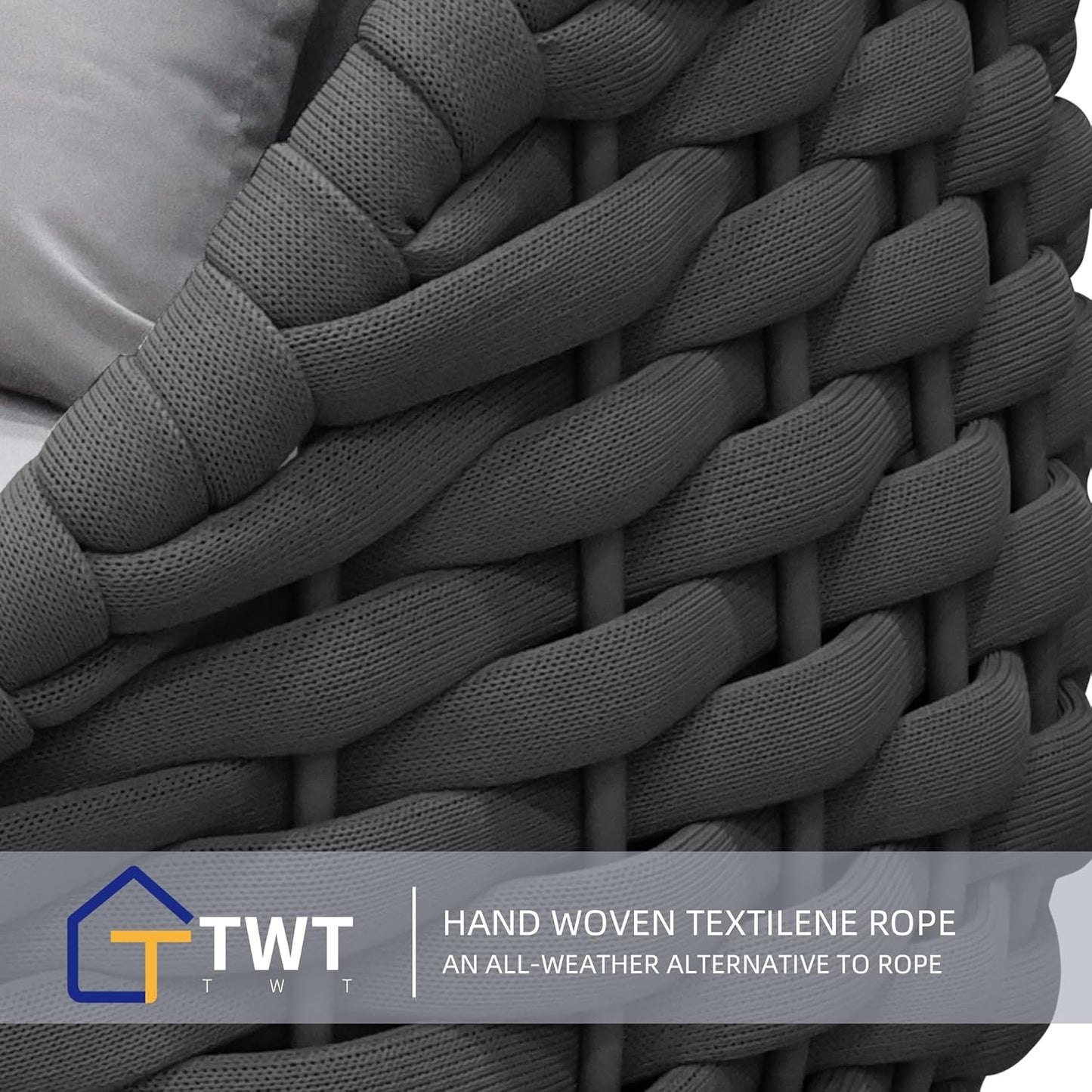 TWT Patio Sofa Set of 2 All-Weather Textilene Rope Balcony Furniture with Cushions & Pillows,Metal Armchairs Outdoor Patio Furniture Set for Indoor, Balcony, Backyard, Deck, Poolside