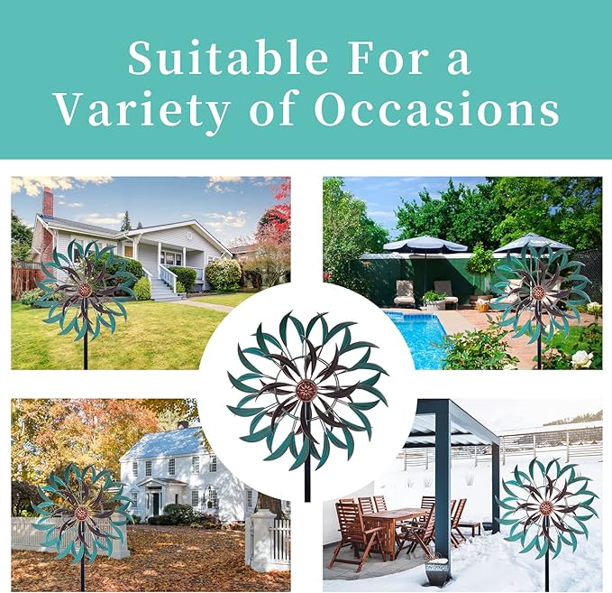 Stargarden Metal Wind Spinner,Two-Way Wind Sculptures,360 Degrees Kinetic Wind Spinners for Yard and Garden