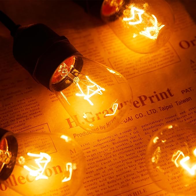 Moonflor 26 Pack S14 Light Bulbs, 11 Watt Replacement Incandescent Glass Bulbs with E26 Medium Base for Outdoor Patio Garden Vintage String Lights