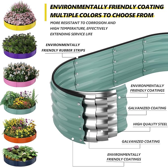 Galvanized Metal Planter Round Raised Garden Bed Kit for Gardening Outdoor,3x3x1ft Grow Garden Box Raised Flower Bed,Round Galvanized Planter Outdoor Large Metal Fire Pit Ring