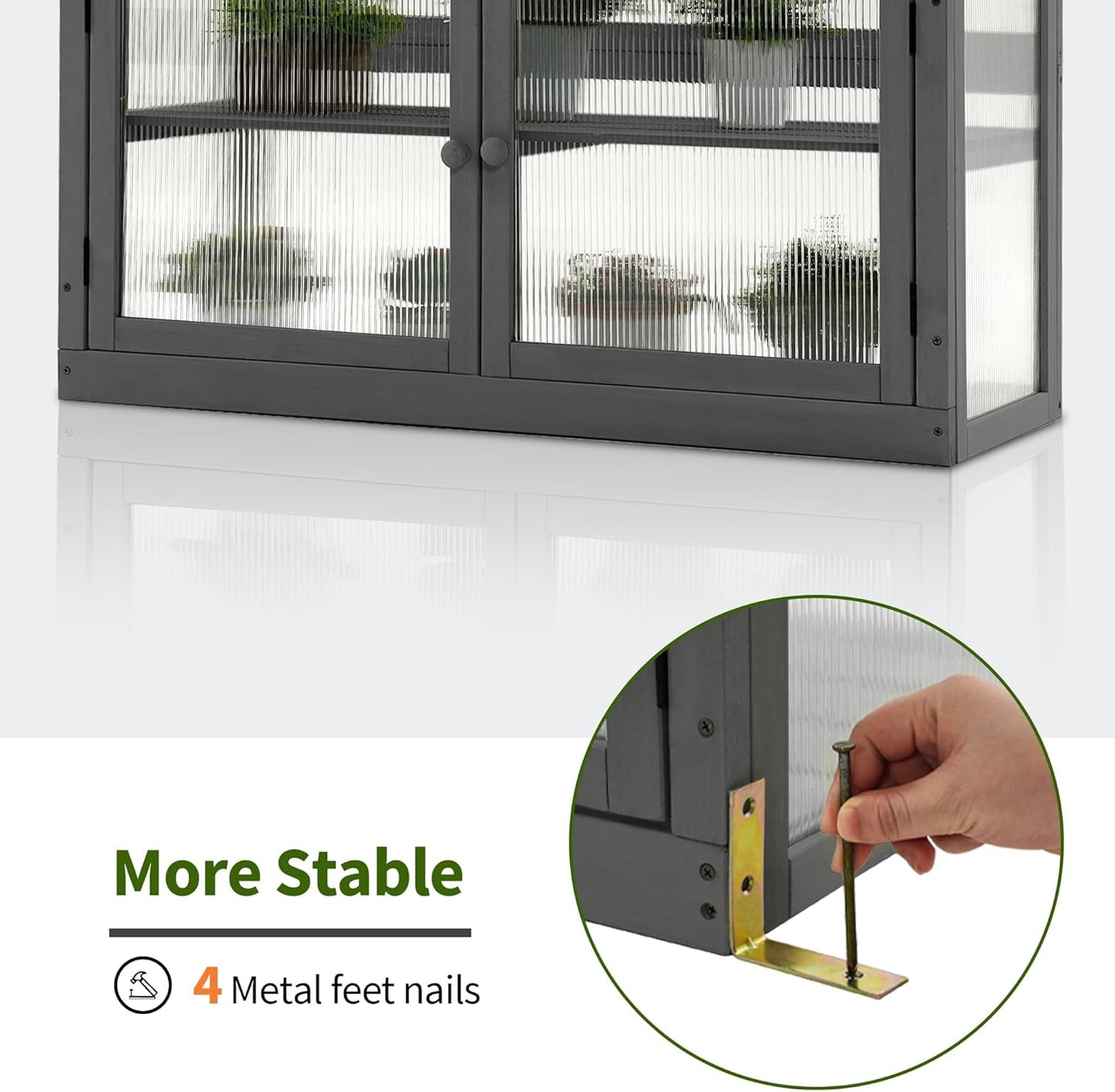 MCombo 2-Tier Wooden Cold Frame Garden Greenhouse Raised Flower Planter Shelf Bed Protection 6057-0160 (Dark Grey)